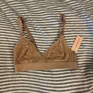 NWT Thirdlove wireless taupe bra bralette lace triangle nude